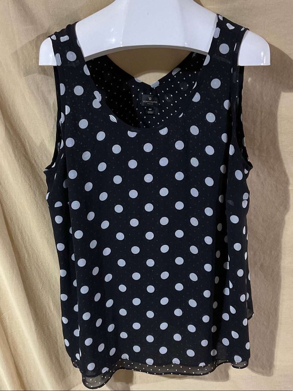 Worthington Woman Size 2X Polka Dot Sleeveless Blouse